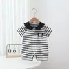 Ropa de Verano para Bebé Mameluco Delgado de Manga Corta a Rayas para Niños y Niñas Lindo Mono de Dibujos Animados para Luna Llena 100 Días Ropa de Salida