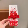 Acessórios de Cabelo Elástico Vermelho de Ano Novo para Meninas, Cordão de Cabelo de Ano Novo, Cordão de Cabelo com Laço para Menininha, Argola de Cabelo para Bebê, Acessórios de Cabelo para Crianças