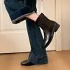 Botas Delgadas de Tacón Alto y Punta Cuadrada Estilo Coreano, Botines Cortos para Mujer, Botas Martin Elásticas Retro Francesas de Tacón Grueso, Botines Cortos Estilo Británico