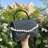Comércio Exterior Transfronteiriço Bolsa Feminina texturizada xadrez moderna feminina de ombro elegante bolsa 2024 cor sólida estilo coreano estilo ocidental crossbody pequena quadrada