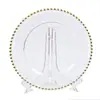 Prato de Pérolas Xinsen Personalidade Criativa Estilo Europeu e Americano Vidro Transparente Prato de Pérolas Douradas Prato para Bolo Prato Ocidental Prato Lateral de Pérolas Douradas