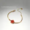 Pulseira de Aço Inoxidável Flor de Cinco Folhas com Zircônia Liga Eletrodepositada 18K com Strass Pulseira da Moda para Celebridade da Internet Pulseira Versátil Personalizada