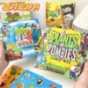 Plantas vs. Libro Tranquilo Magnético de Zombis Escena Creativa DIY Infantil Pegatinas Magnéticas sin Cortar Libro de Juguetes Magnéticos