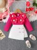 Conjunto de 2 Peças para Bebê Menina Transfronteiriço: Blusa de Manga Longa com Costela e Aplique Redonda + Saia