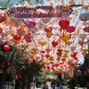 Linterna exterior impermeable china antigua escénica calle árbol colgante decoración marea nacional tela de seda termoformada linterna vietnamita
