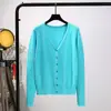 Suéter de stock a largo plazo para mujer, primavera y otoño, fino, cárdigan fino para mujer, abrigo, manga larga, suéter corto para mujer, exterior