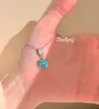 Colgante de Collar Octagonal Rosa Corte Milenio Azul Klein con Acuamarina Aretes de Stud de Diamante de Alto Carbono y Anillo de Estrella de Ocho Puntas para Mujer