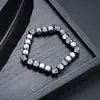 Pulsera Transfronteriza de Piedra Biliar Negra para Hombres, Pulsera Moderna y Versátil para Mujeres, Color Acero Color Gunmetal, Joyería Elegante y de Alta Gama