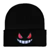 Estilo Nuevo Europeo y Americano Dibujos Animados de Anime Boca Grande Ojos Rojos Bordado Gorro de Punto Otoño e Invierno Gorro Cálido