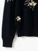 Cardigan 100% Caxemira Pura Feminino Gola Redonda Engrossado Solto Aparência Emagrecedora Bordado Padrão Fogos de Artifício Tricô Suéter Pulôver Jaqueta