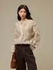 Suéter de mohair moda europeia e americana para mulheres, tricô com estampa de leopardo, nova coleção de início de outono, suéter retrô de corte solto, grosso