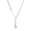 Joyería de Estilo Europeo y Americano, Lujo Ligero y Sensación de Alta Gama, Cadena de Clip con Colgante de Perla de Arena, Elegante y Versátil Cadena para Clavícula de Acero Inoxidable para Mujer