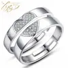 Anillos de Pareja Corazón de Amor Empalmados Par de Anillos Casuales Anillos Ajustables de Circonita Coreana Regalos del Día de San Valentín Esencial para Parejas