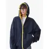 Sudadera Cardigan con Cremallera Color-Block Otoño 2026 para Hombres y Mujeres, Trendy Holgada Versátil Casual de Pareja con Capucha