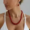 Moda Europea y Americana Transfronteriza Joyería Sexy Collar de Cuentas Rojas Ins Diseño Sencillo Conjunto de Joyas Versátil de Moda