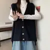 Cardigan feminino de outono e inverno, emagrecedor, soltinho, de comprimento médio, top de malha sem mangas com um design estiloso