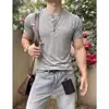 Camiseta Esportiva Casual Masculina de Manga Curta em Lyocell Tencel Cor Sólida de Verão com Toque Gelado, Elástica, Respirável, para Fitness, Secagem Rápida, Absorvente de Suor