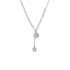Accesorios de Collar con Borla de Moneda de Cobre Blanco para Otoño e Invierno para Mujeres Lujo Ligero Nicho Diseño de Alta Gama Colgante de Diamante Una Pieza Venta al por Mayor