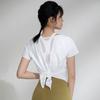 Roupa de Yoga Outono e Inverno para Mulheres, T-shirt Sexy Fitness de Malha Patchwork Solta de Manga Curta, Top Esportivo Respirável de Meia Manga, Confortável