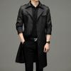 Casaco Trench Coat Masculino Leishibert de Comprimento Médio, Não Amassa, de Botões Duplos, Nova Moda Outono, Trench Coat Masculino Moderno com Textura, Transfronteiriço
