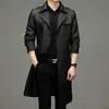 Trench Coat Masculino Longo 2025 Acima do Joelho, Novo Estilo Primavera e Outono, Moderno e Versátil, Jaqueta Business Casual para Homens de Meia-Idade