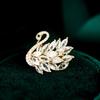 Broche de Cisne de Cristal Elegante Noble Coreano Pin Personalizado de Moda Hebilla Fija Pin Pequeño para Cuello