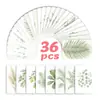 36 Tarjetas de Plantas en Acuarela Fresca, Nuevas Tarjetas de Decoración de Diario de Plantas Verdes Transfronterizas, Tarjetas de Material Floral Retro Artístico