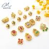 Calabaza antigua de oro incrustada con cuentas de circonio de colores trébol de cuatro hojas candado de la suerte campana accesorios de joyería cuentas de cobre con cuentas accesorios chapados en oro
