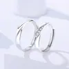 Anéis de Casal de Prata Pura S999, Anéis de Prata com Diamantes Incrustados Mobius, Design Único, Anéis de Casal de Nicho, Presente de Dia dos Namorados