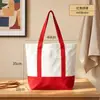 Bolsa de Lona con Bolsillo Cosido Personalizada en Blanco Bolsa de Tote de Lona DIY Impresa con Logo Bolsa de Lona de Gran Capacidad Personalizada
