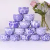 Vela perfumada de porcelana azul y blanca en lata estilo étnico con flores secas, fragancia de cera de soja para el hogar y el dormitorio, adecuada como regalo