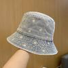 Sombrero de Primavera y Verano para Mujer Plegable Bordado Flor Denim Sombrero de Pescador para Mujer Moderno Retro Estilo Antiguo Combinable Muestra el Rostro Sombrero de Cubo Pequeño