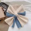 Proteção de Pescoço de Inverno Cachecol de Tricô Cachecol Versátil Jaqueta Xadrez Fofo Lã Ombro Moda Quente High-end Combinação de Cores