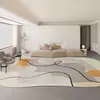 Alfombra de Sala de Estar Estilo Crema Engrosada Imitación Cachemira Hogar Avanzada Resistente a la Suciedad Felpudo con Forma Especial Cubre Toda la Tienda Alfombra para Pies de Mesa de Centro