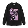 Estampado de anime, camiseta lavada y desgastada, talla grande, estilo vintage, hombros caídos, corte holgado, moderna y genial, unisex, casual de manga corta