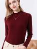 Camiseta Base de Modal y Algodón para Mujer Verano 2026, Estilo Básico con Cuello Mao Pequeño, Camiseta de Manga Larga Elástica para Interior