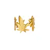 Anillo Sencillo Nuevo de Acero Inoxidable Dorado con Marco de Flor Hueca para Mujer con Pétalo Geométrico Anillo Abierto Joyería Transfronteriza