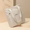Bolsa de Lona con Logo Impreso, Bolsa Cruzada de Gran Capacidad, Bolsa Ecológica con Cremallera de Cuero, Producción de Bolsa Tote Vertical
