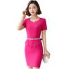 Primavera y Verano Nuevo Vestido Profesional Elegante para Mujer OL Slim Talla Grande Manga Corta Ropa de Trabajo Monos Uniforme Falda de Una Pieza