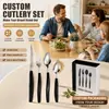 Exportación Transfronteriza Sudamérica Transfronteriza Juego de 24 Piezas de Cuchillo, Tenedor y Cuchara Mango Curvo Acero Inoxidable Vajilla Mango de Plástico Caja de Almacenamiento