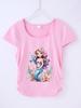 Camiseta de niña con patrón popular transfronterizo que se puede hacer DIY 4-14 años de edad con estampado de dibujos animados para niñas deportiva y de ocio tops de color puro