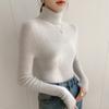Tejido de Cachemira de Cuello Alto Slim para Mujer, Jersey Delgado, Tejido de Punto Delgado, Nuevo Estilo Otoño e Invierno 2025 con Tejido de Punto Ajustado de Bajo Alto