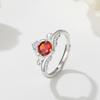 Anillo de plata S925 transfronterizo de Europa y Estados Unidos para mujer, anillo de plata con corona ajustable, anillo de comercio exterior con piedra de nacimiento para mujer, no se desvanece.