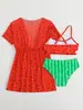 Traje de Baño de Dos Piezas para Niña de Comercio Exterior Transfronterizo Nuevo Estilo 2027 Bikini de Tres Piezas Estampado Conjunto de Playa para Niños Ropa de Baño
