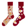Meias Longas de Algodão Jacquard Cartoon Criativas Nova Tendência Outono/Inverno Estilo Casal Asimétricas Personalidade da Moda