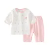 Pijama de Verano para Niños Modal Cómodo Conjunto de Tres Piezas para Bebé Ropa de Casa Antibacteriana Niños y Niñas Ropa para Aire Acondicionado Lindo