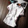 Camisa de Manga Corta de Algodón para Hombre Nueva de Verano Estilo Coreano Moderna Juvenil Color Sólido Corte Ajustado Camisa Guapa Moderna Cs53