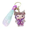 Llavero de Kuromi con aceite y brillos de dibujos animados, llavero para coche, colgante, decoración de llavero para bolso de pareja, regalo