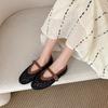 Nuevo Estilo Romántico Crochet Calado Patchwork Versátil Correa Delgada Mary Jane Zapatos Planos de Verano para Mujer