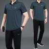 Conjunto esportivo Masculino Meia-idade Verão Seda Gelada Manga Curta Casual Pai Conjunto de Duas Peças Meia-idade Tamanho Grande Roupa Esportiva